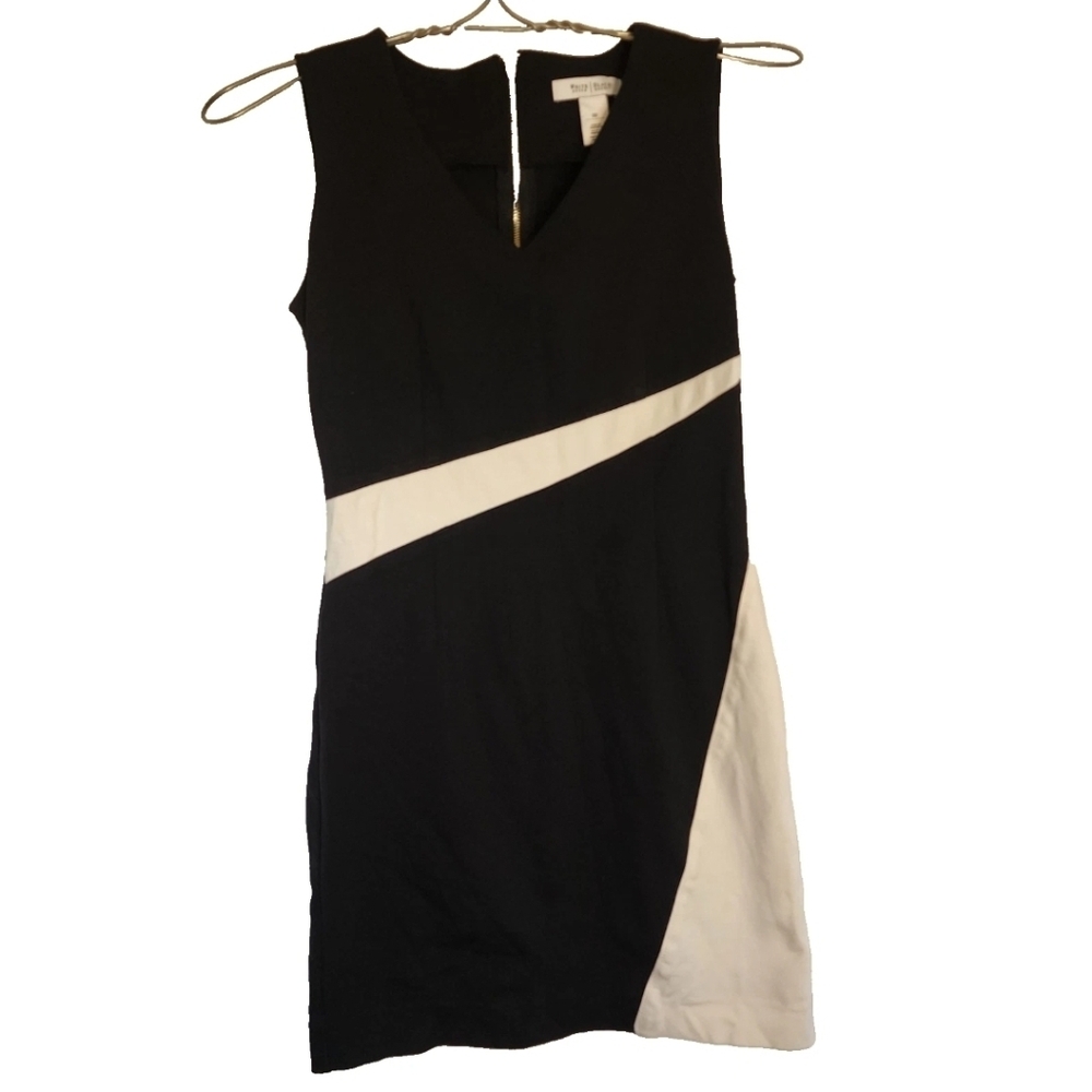 White House Black Market Sheath Dress Size 00 Color Block Sleeveless Zip Womens
